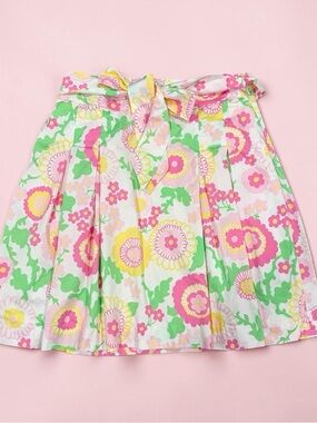 Lilly Pulitzer Floral A-Line Skirt in Pink, Yellow & Green Women Size 8 Pleats